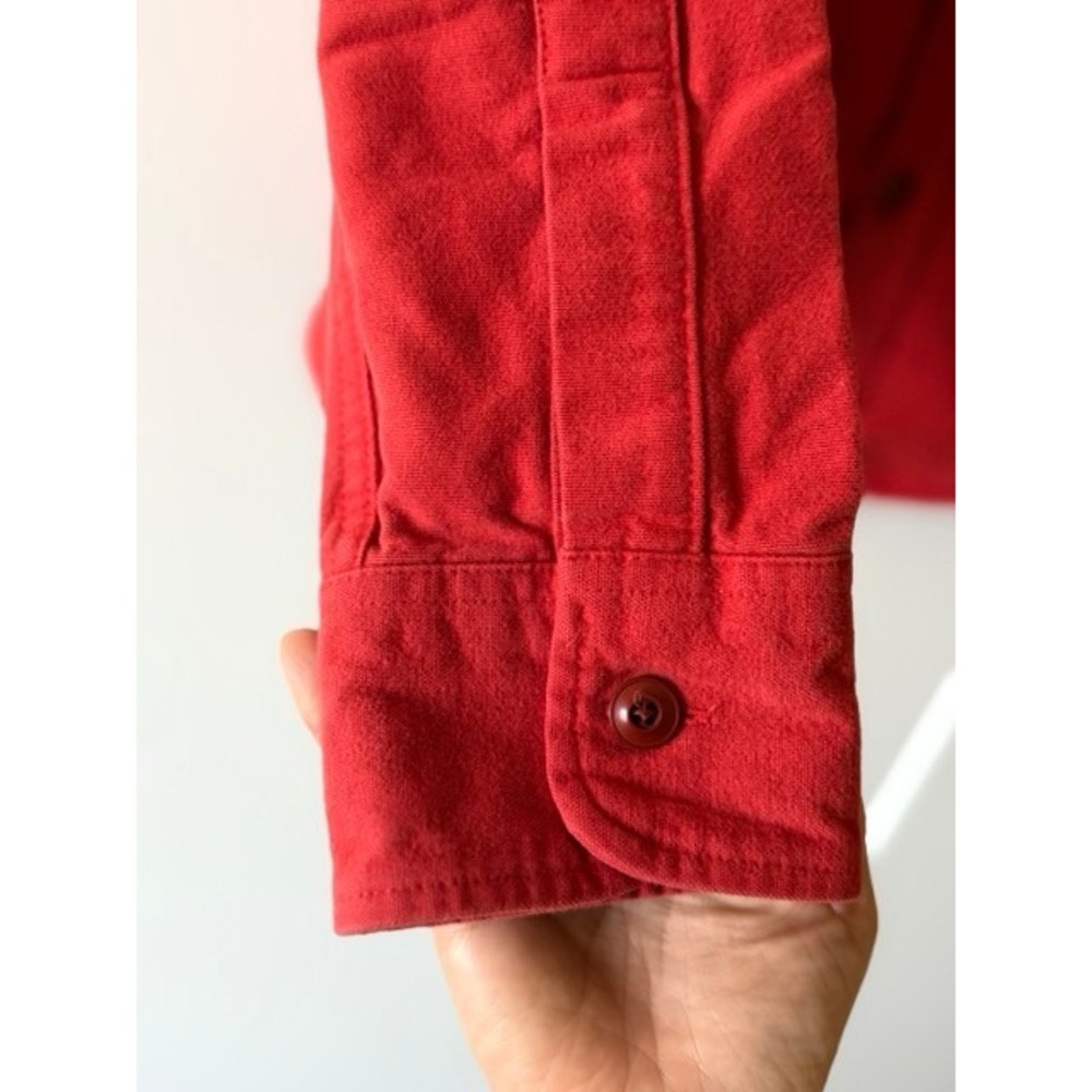 L.L. Bean Red Chamois Flannel Shirt Jacket Size M Chest Pockets - Picture 9 of 9